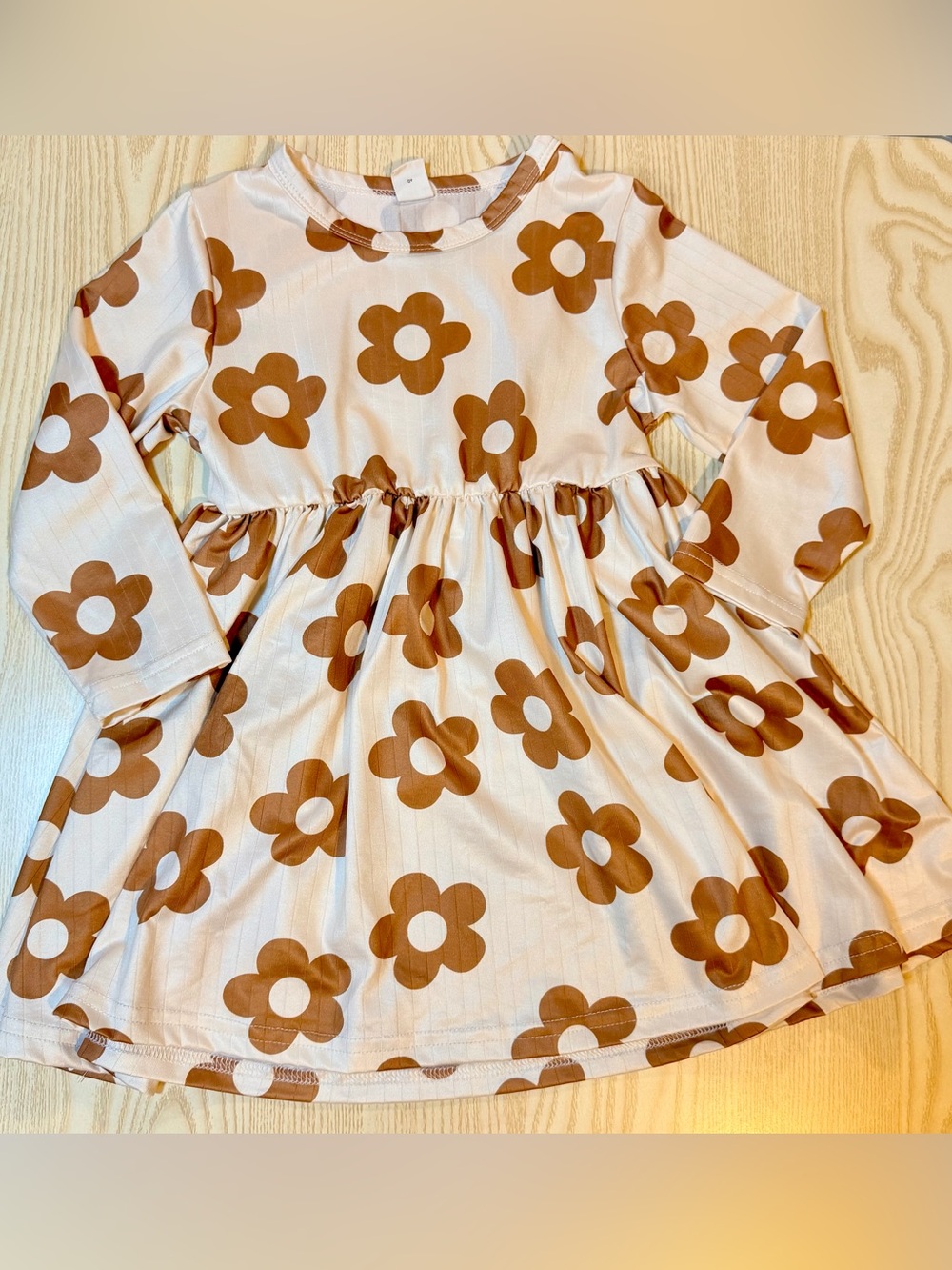 SHEIN White Dress with Brown Floral Print